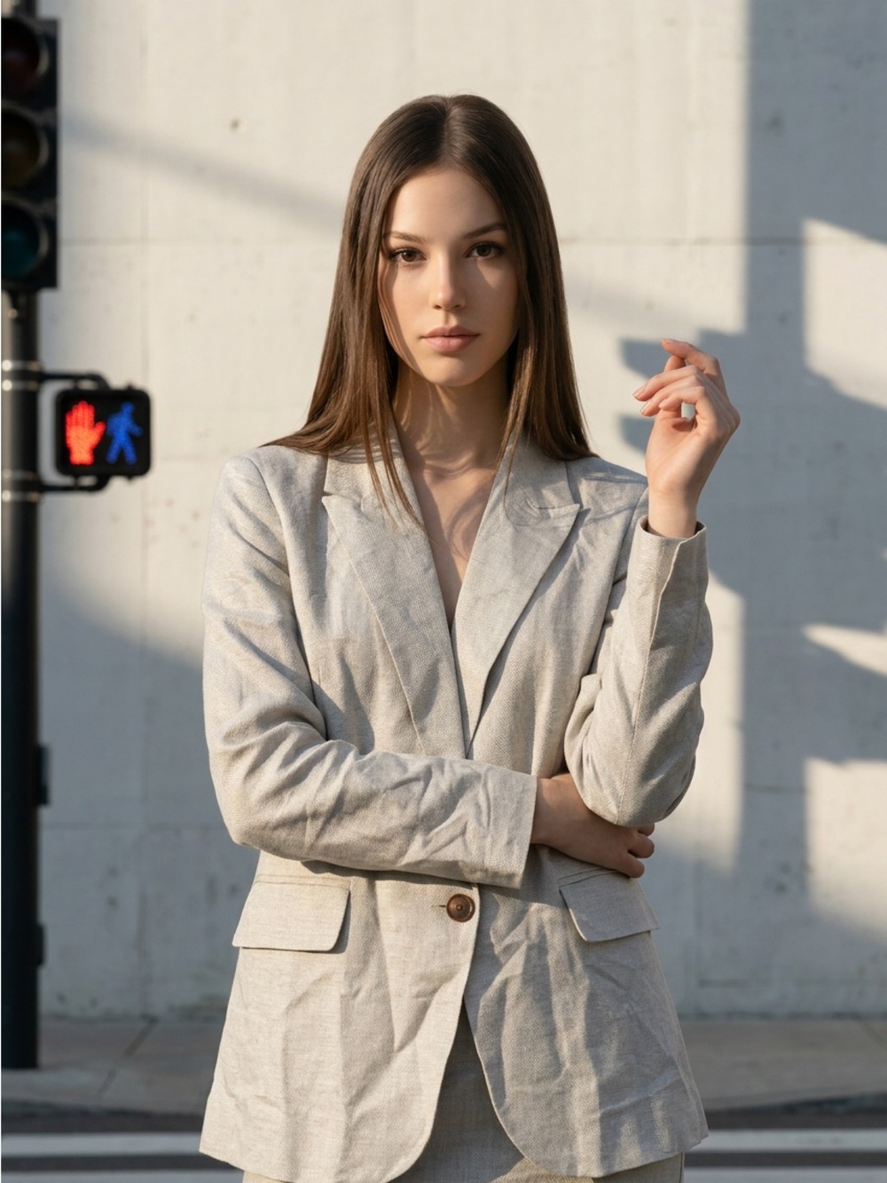 Classic Light Gray Women's Blazer Jacket